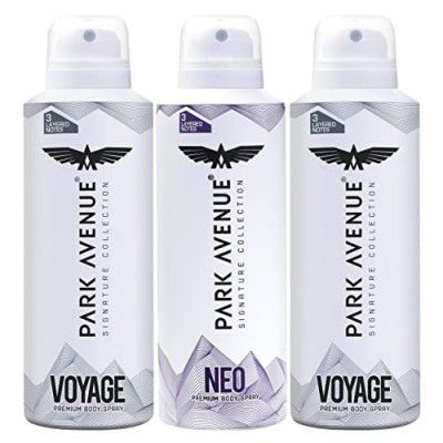Park Avenue Men Voyage & Neo Signature Collection | Deodorant Spray | Fresh Long-Lasting Aroma | 150Ml Each (Pack Of 3), 450 Millilitres