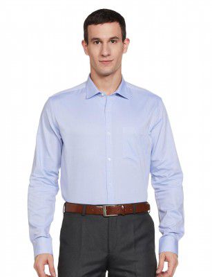 Park Avenue Men's Solid Slim Fit Shirt (PMSX18056-B2_Light Blue