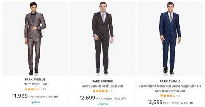 PARK AVENUE Men's suits from ₹1600 (79% Off)