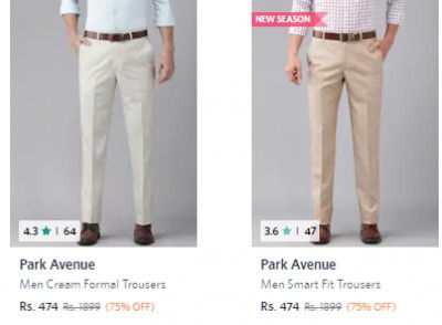 Park Avenue Mens Trouser Starting From ₹474