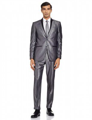 Park Avenue Rayon Blend Mens Full Sleeve Slim FIT Dark Grey Formal Suit