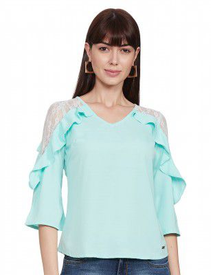 PARK AVENUE WOMEN Women's Straight Blouse (PWAT01719-B3_Blue 91)