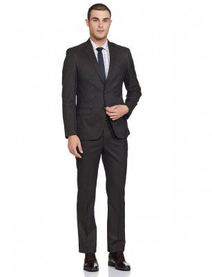 Park Avenue Wool Blend Mens Full Sleeve Regular FIT Dark Brown Formal Suit