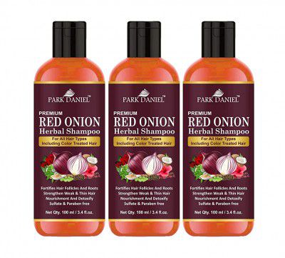 Park Daniel Red Onion Shampoo For Hair Growth Combo Pack of 3 Bottles of 100 ml (300 ml ), Black