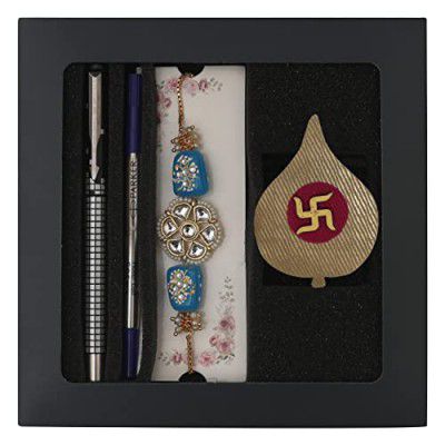 Parker Raksha Bandhan Giftset Vector Special Edition Roller Ball Pen With Rakhi|Blue