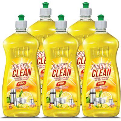Parle Ropvatika SparkleClean Dishwash Lemon Liquid Gel 500ml x 5 (2.5 Liter) (Lemon: 500ml x 5 (2.5 Liter))