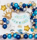 PARTY BREEZE Solid Golden and blue Happy Birthday Decoration Combo Kit with Banner, (blue 51pcs) (Set of 51 Balloon  (Blue, Gold, Silver, Pack of 51)...