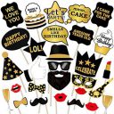 Party Propz Birthday Photo Booth Props - 29pcs Set with Funny Crown, Fun Mask, Hats, Beard, Happy Face, Mustache | Birthday Props | Party Props | Party Props Props for Adults...