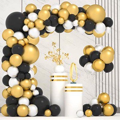 Party Propz Black And Golden Balloons - Pack of 50 Pcs Black Golden Balloons For Decoration