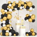 Party Propz Black And Golden Balloons - Pack of 50 Pcs Black Golden Balloons For Decoration...
