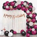 Party Propz Black and Maroon Birthday Decoration Items - Pack of 72 Happy Birthday Decoration Kit with Metallic Balloons...