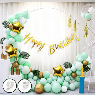 Party Propz Green Birthday Decoration Items Combo Set