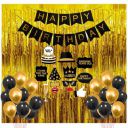 Party Propz Happy Birthday Decoration Items - 57Pcs for Black, Golden Balloons Banners...
