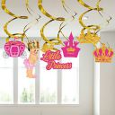 Party Propz Princess Theme Birthday Swirl Hanging Decoration 6Pcs for Princess Birthday Supplies Or Girls Birthday Decoration (Golden)...