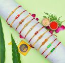 PartySutra Combo of 10 Dora Rakhi for Brother, Bhaiya, Bhabhi with Roli Chawal & Greeting Card | Premium Rakhi Hamper-RHMNX7303...