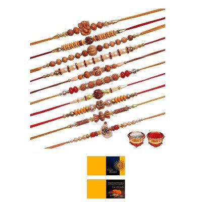 PartySutra Combo of 10 Dora Rakhi Set for Brother, Bhaiya, Bhabhi for Rakhi/Rakshabandhan with Roli Chawal & Greeting Card | Premium Rakhi Hamper