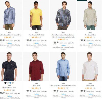 Upto 77% Off Parx Men's Clothing  | Starts @297