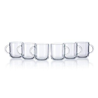 Pasabahce Iconic Mug from House of Pasabahce The Original Pasabahce from Turkey, Transparent Iconic Mugs, 245 ml in Set of 6 Pcs, Perfect fit for Milk/Tea/Coffee.