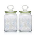 Pasabahce Kitchen Leaves Glass Jar, 860 ml in Set of 2 Pcs....