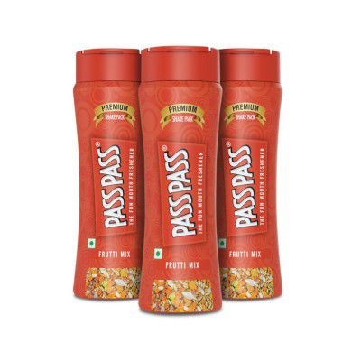 Pass Pass Frutti Mix Dried Fruit Based Mouth Freshener, Pack of 3-115g Each