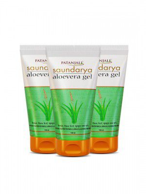 Patanjali Set of 3 Saundarya Aloe Vera Gel for Pimples & Wrinkles - 150 ml Each