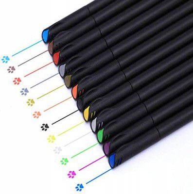Pathos India 12 Colors Journal Planner Pens, Colored Fine Point Markers Drawing Pens Porous Fineliner Pen