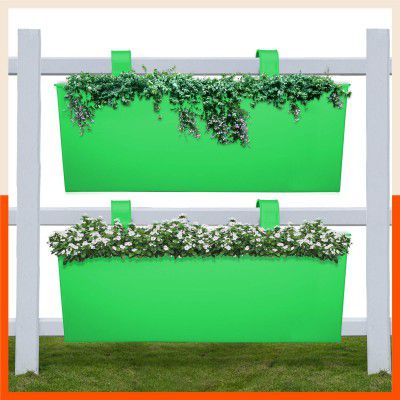 Patio by Bathla - LEA Hanging Metal Pot Holders/Planters for Balcony/Garden |Corrosion Resistant with Detachable Double Hooks |Green - Set of 2