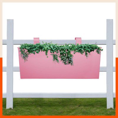 Patio by Bathla - LEA Rectangular Hanging Metal Pot Holders / Planters for Home / Balcony / Garden |Corrosion Resistant with Detachable Double Hooks |Blush