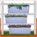 Patio by Bathla - LEA Rectangular Hanging Metal Pot Holders / Planters for Home / Balcony / Garden |Corrosion Resistant with Detachable Double Hooks |Baby Blue - Set of 3...