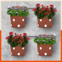 Patio by Bathla - RUI Hanging Metal Pot Holders/Planters for Balcony/Garden |Corrosion Resistant with Detachable Double Hooks | Terra - Set of 4...