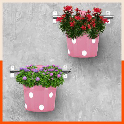 Patio by Bathla - RUI Circular Hanging Metal Pot Holders Blush - Set of 2