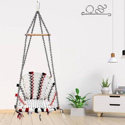 Patiofy D-Shape Cotton Rope Swing Chair Cotton Small Swing