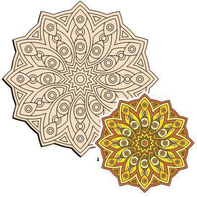 PD Craftozone Premarked Madala Round Circle MDF Pine Wood 8 inch MDF Boards for Art and Craft - 2.5mm Unfinished Round Wood Slices for Resin Art, Mandala Art,Pyrography, Painting (8, 1)