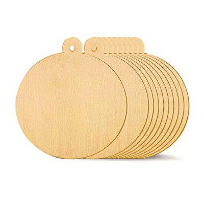 PD Craftozone Round Shaped Unfinished Pine Wooden MDF 2.9 inch Discs for Key Chain, Earring Ornaments Slices Crafts, Xmas Holiday Hanging Decorations, Painting Wood Craft, Decoupage MDF Plains, Resin 
