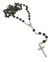 PDY FASHION Unisex Black Moti Stone Rosary Beads Metal Lord Holy Jesus Christ Cross Christian Catholic Cutting Fashion Isa Masih Christmas Saint Praying Religious Locket Pendant Necklace Chain b...