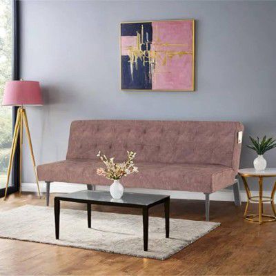 Peachtree 3 Seater 6X3 Feet Sofa Cum Bed (3 Year Warranty), Convertible Sofa for Living Room, Mango Wood Frame, Suede Fabric, Folding Sofa with Iron Leg, Armless (Brown)