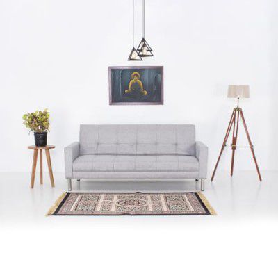 Peachtree Home Accents Cozy 3-Seater Jute Sofa Cum Bed in Light Grey Colour for Home and Living Room in - 3 Seater