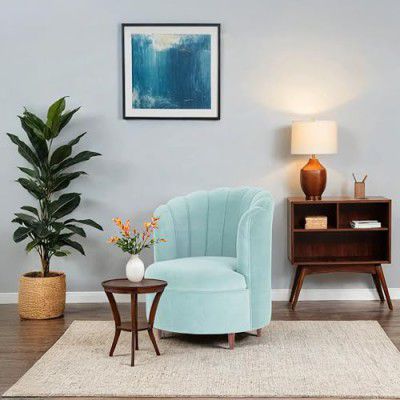 Peachtree Single Chair Without Arm | Sheesham Wood Frame (Aqua Rose)