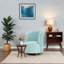 Peachtree Single Chair Without Arm | Sheesham Wood Frame (Aqua Rose)...