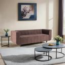 Peachtree Viva 3 Person Seater Sofa | Velvet Couch with Mango Wooden Frame & Sheesham Wood Leg (Brown)...