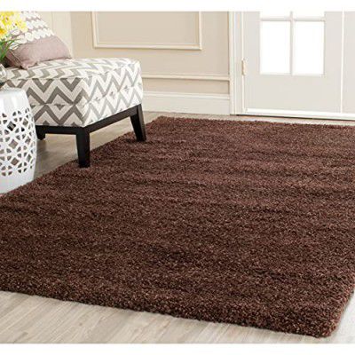 Pearl Carpet Microfiber Handwoven shag Rug Fur Carpet Collection Size 2x4 feet (60 x 120 cm) Plain Brown Color with 2 inch Pile Height for Living Room Bedroom