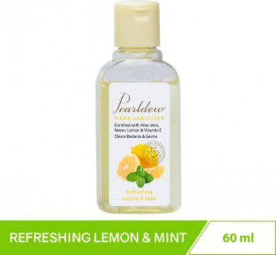 Pearldew Sanitizer Gel (Lemon & Mint) 60 ml | Aloe & Neem | Paraben Free Hand Sanitizer Bottle  (60 ml)