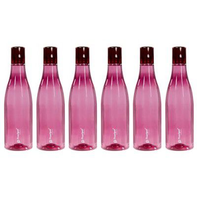 PEARLPET Azzure BPA-free Plastic Water Bottle Set of 6 Pcs, Each 1000ml, Wine