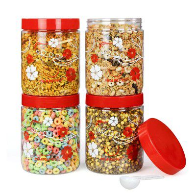 PEARLPET Blossom Jar Plastic Containers for Kitchen Storage | Plastic Container Set 