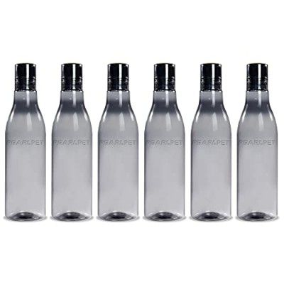 PEARLPET Delight BPA-free Plastic Water Bottle Set of 6 Pcs, Each 1000ml, Grey