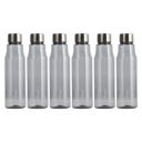 PEARLPET Ellie Round BPA-free Plastic Water Bottle Set of 6 Pcs, Each 750ml, Grey...
