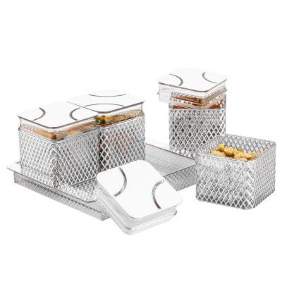 PEARLPET Fiesta Air-Tight Dry Fruit Container Tray Set With Lid & Serving Tray, 500 ml | Set of 4