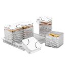 PEARLPET Fiesta Air-Tight Dry Fruit Container Tray Set With Lid & Serving Tray, 500 ml | Set of 4...