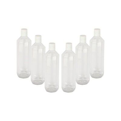 PEARLPET Gemini BPA-Free Plastic Water Bottle Set – Pack of 6 (1000ml Each)