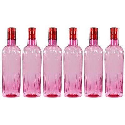 PEARLPET Onyx BPA-free Plastic Water Bottle Set of 6 Pcs, Each 1000ml, Pink